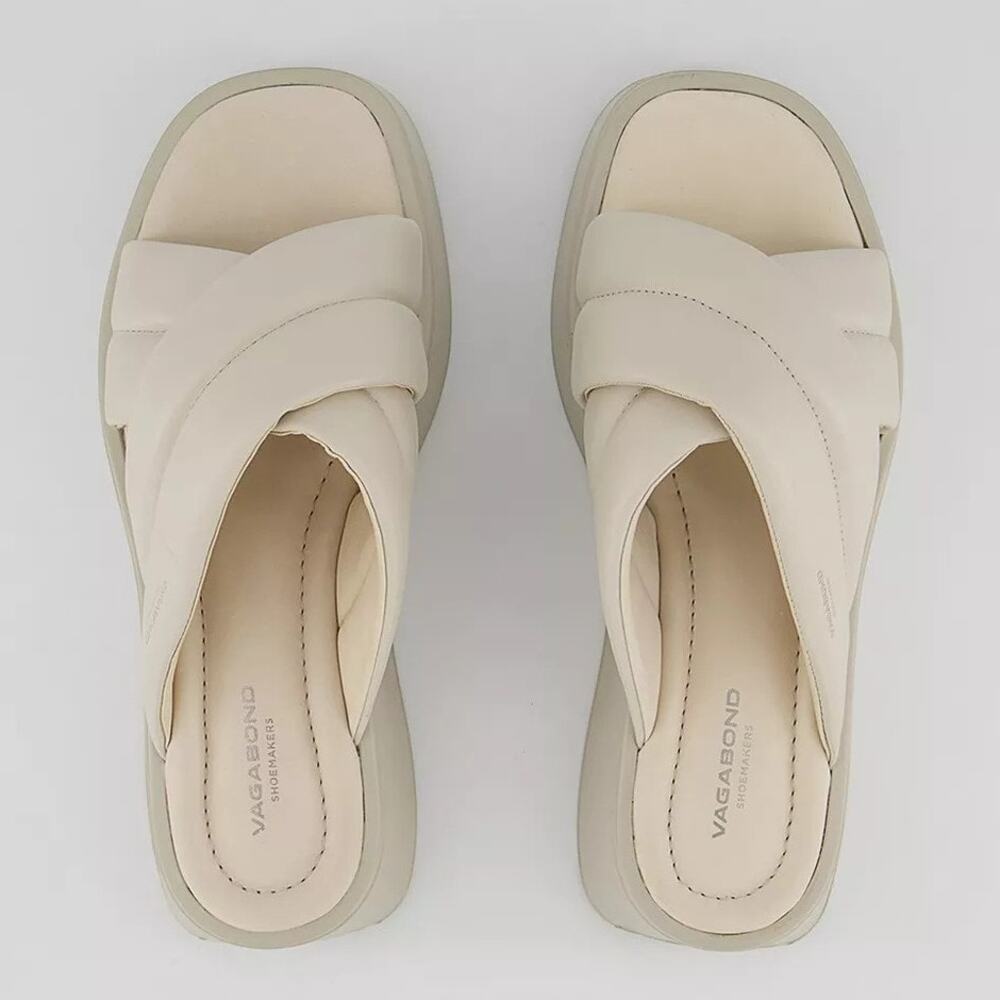 Vagabond Shoemakers Courtney Cross Puffy Platform Slides 40 Ivory Chunky Y2K